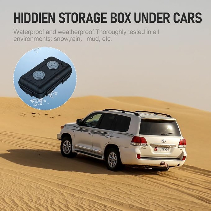 Magnetic Key Box,Magnet Key Holder Under car,Hide a Key Magnetic Holder,IPX7 Waterproof Key Hider Outdoor (Regular)