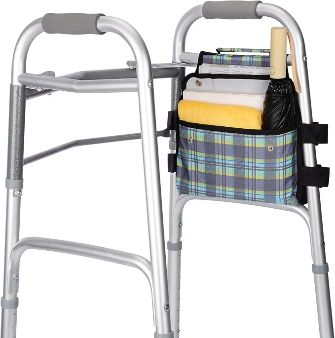 supregear Side Walker Bag, Walker Accessories Bag w/Cup Holder, Folding Walker Basket Waterproof Walker Organizer Caddy Pouch for Most Walker with Side Bar for Seniors, Elderly, Double Sided