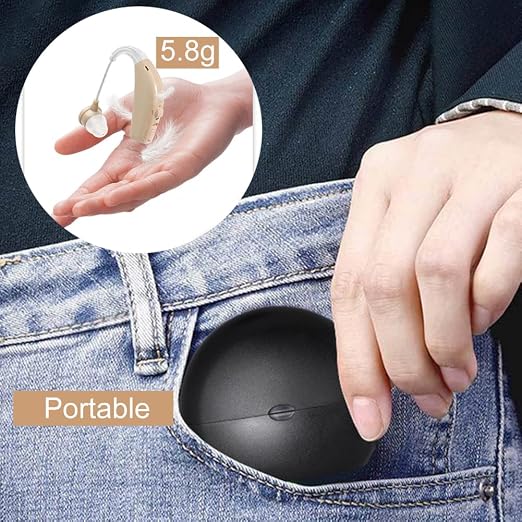 Hearing Aids for Seniors Rechargeable with Noise Cancelling,Behind-The-Ear Severe Hearing Loss Hearing Amplifier,Physical Adjustment Buttons,Up to 25 Hours