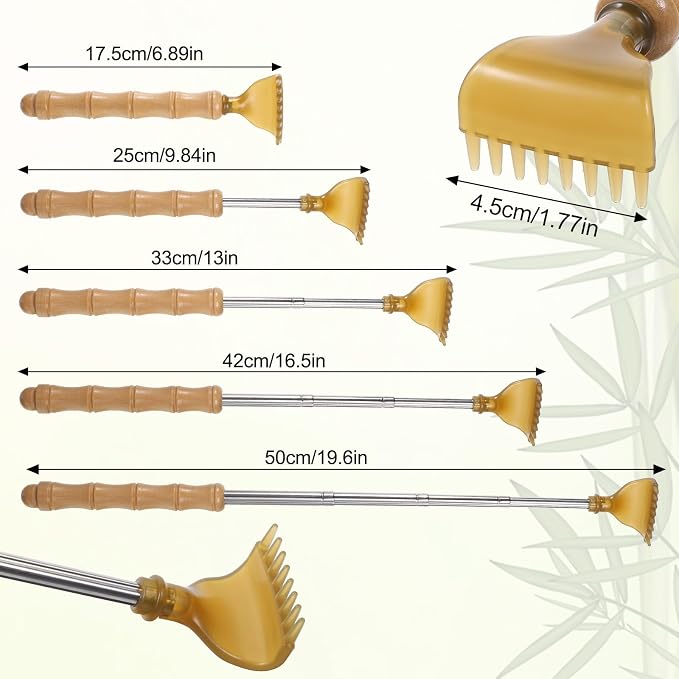 Extendable Bamboo Backscratcher, Portable Back Scratcher Telescoping Body Scratcher for Men Women