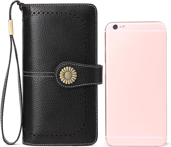 SENDEFN Wallets for Women Leather Credit Card Holder with RFID Blocking Large Capacity Wristlet | with RFID Blocking