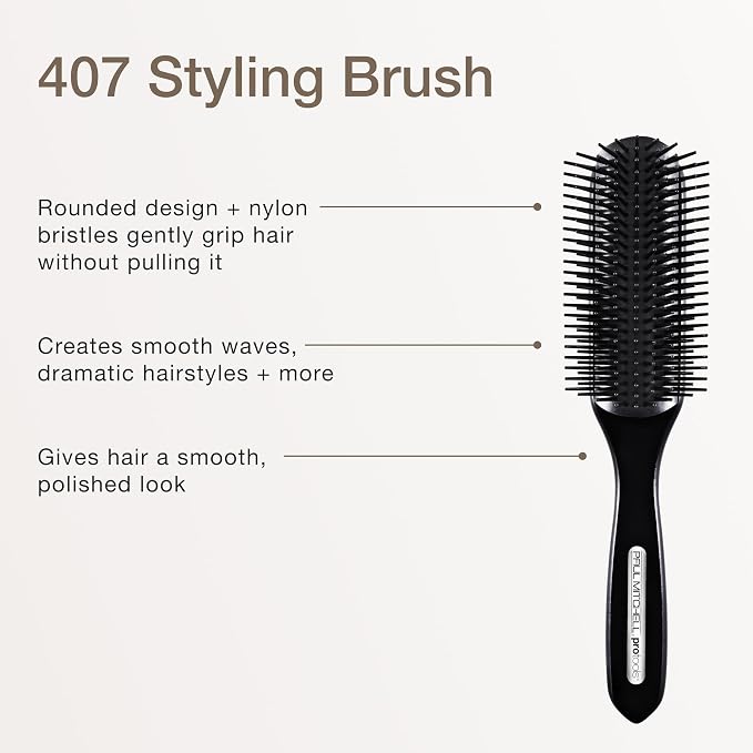 Paul Mitchell Pro Tools 407 Styling Brush, Nylon Bristle Brush Creates a Variety of Hairstyles, For All Hair Types