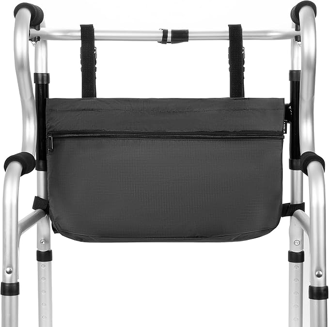 ANILD Walker Bag Basket with Cup Holder, Foldable Walker Bag for Folding Walker Accessories for Seniors Elderly, Walker Storage Bag with Large Capacity