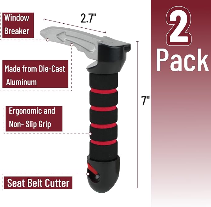 Bates- Car Door Handle for Elderly, 2 Pack, Car Assist Handle for Elderly, Red