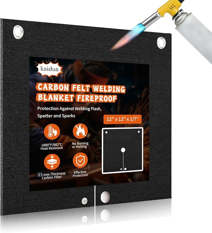 kaidun Welding Blanket Fireproof, Soldering Heat Shield Mat, 12'' x 12'' | Opening Shape, Welding Blanket, Welding Pad, Welding Mat, Brazing Heat Shield, HVAC Tools, for Torch Plumbing Copper Pipe