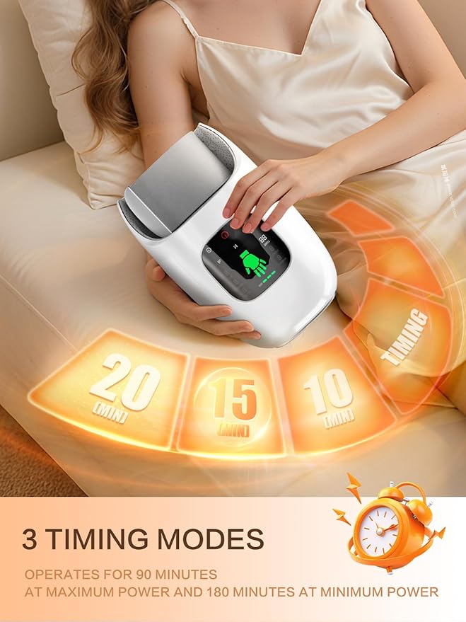 FadFun Hand Massager with Heat and Compression,Hand Massage for Hot and Cold Therapy Relief, Wrist Massager for Arthritis and Carpal Tunnel Relief,6 Modes and 6 Intensity Levels,Gifts for Mom Dad