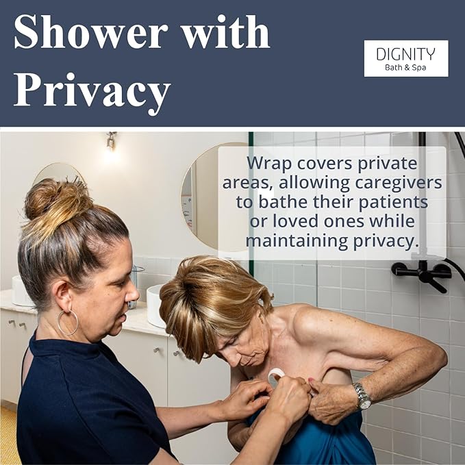Dignity Bath & Spa Bathing Cover Up for Elderly, Senior & Disabled Men | Provides Privacy & Helps Caregivers with Bathing | Secure & Adjustable | Lightweight, Quick Drying & Non Slip (Men's L/XL)