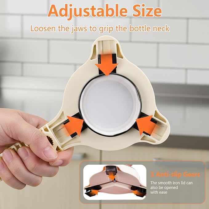 2026 New 4-in-1 Jar Opener - Adjustable Stainless Steel Lid Remover for Seniors & Arthritis Sufferers, Fits Kitchen Jars, Bottles & Cans