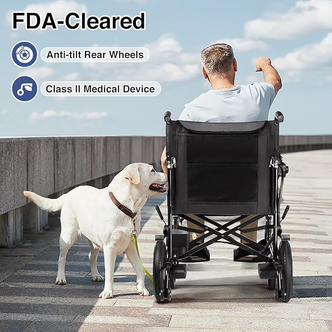 SLF30 Electric Wheelchairs for Adults, Foldable Durable Motorized Wheelchair with 19 Inch Seat and Supports Up to 300 lbs Airline Approved(36 Lbs, Grey)
