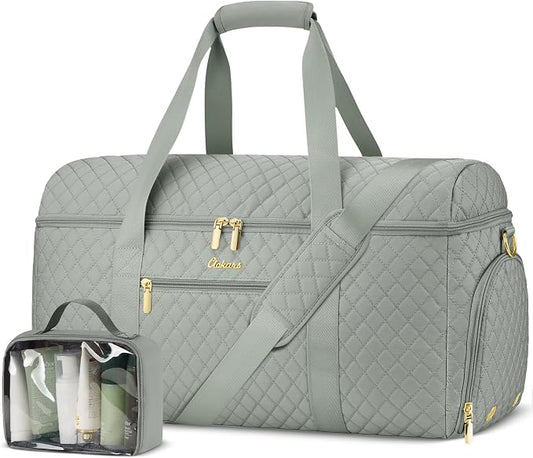 Weekender Bags for Women, Wide Open Large Travel Duffle Bag with Shoe Compartment, Overnight Hospital Bag For Women Labor Delivery, Carry on Bag Personal Item Travel Bag with Wet Pocket (Dark Green)