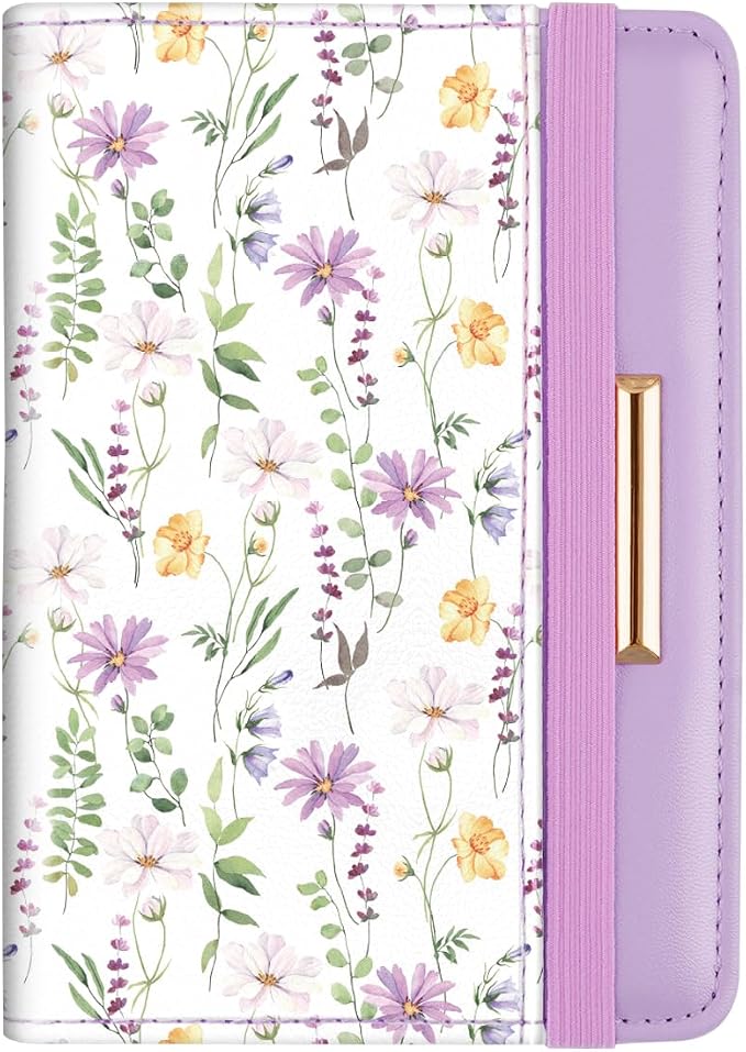 Coco Rossi Passport Holder for Travel Women Slim RFID Passport Cover Wallet | Travel Essentials, Passport Book Holders, Passport Cover Case, PU Leather, Cute, Thin, Spliced Design, White Daisy