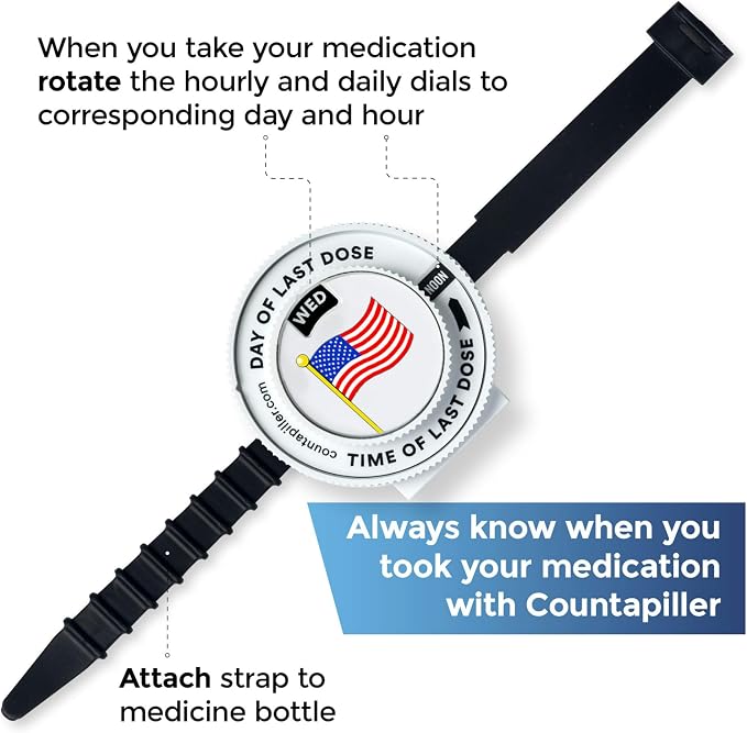 Track, Remind, & Organize Pills. Medication Compliance. Optimize Your Dosage & Stay On Top of Prescriptions AM/PM - Daily & Hourly (Patriot) Pill Medication Organizer Tracker