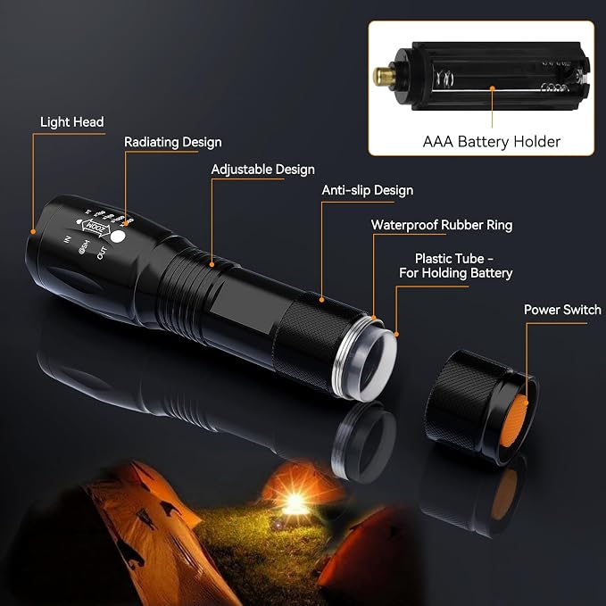 LED Flashlight 4 Pack, Small Flashlights High Lumens with 5 Modes, Waterproof Zoomable Mini Tactical Flash Light for Home Emergencies Camping Hiking