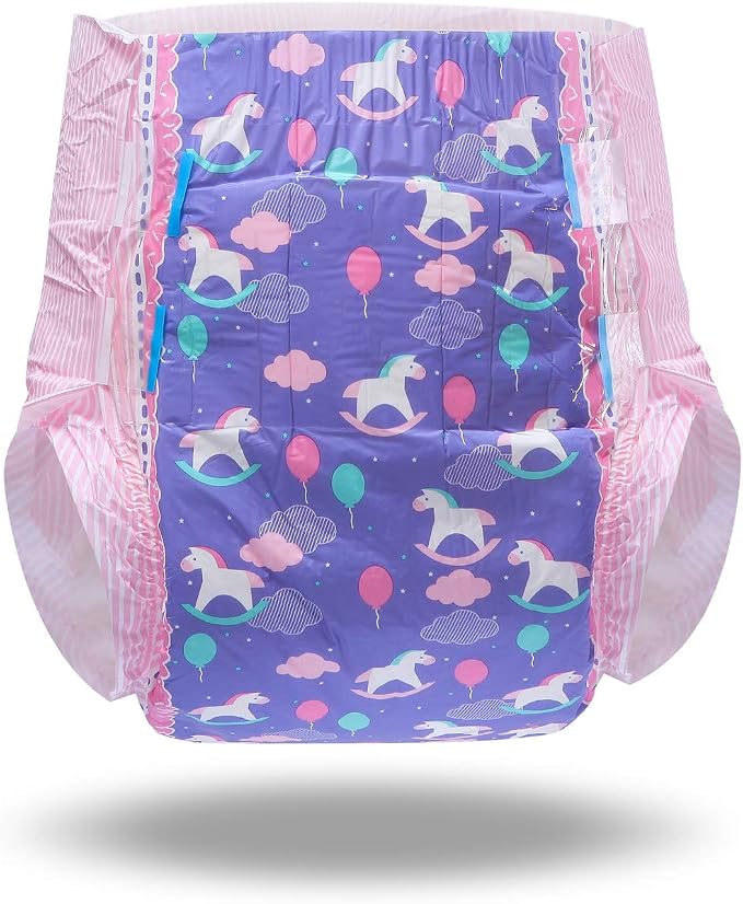 Littleforbig Printed Adult Brief Diapers 10 Pieces - Little Fantasy (Medium 28"-38")