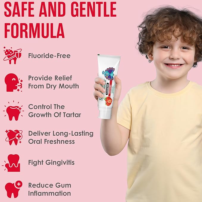 SprinJene Natural Children’s Toothpaste – Fluoride Free Strawberry Toothpaste for Toddlers & Kids – Gentle Safe Natural Formula with Patented Black Seed Oil & Zinc – Made in The USA (1 Pack)