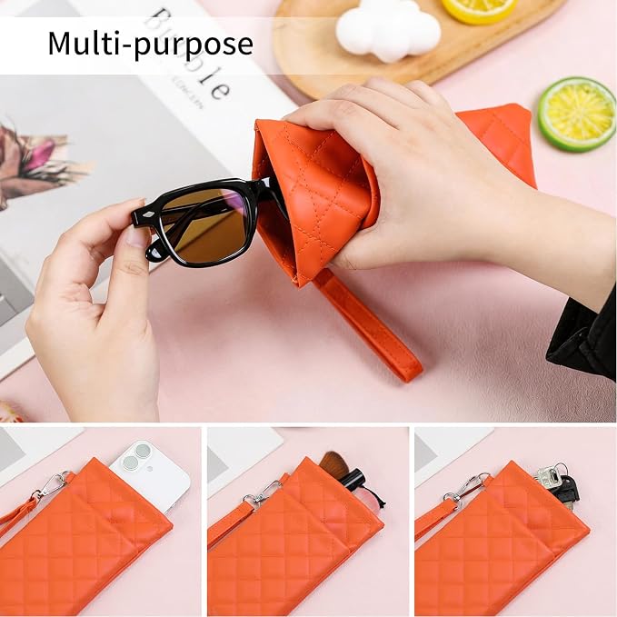 Double Eyeglass Case Soft Dual Glasses Case for Women Men Travel Squeeze Top Sunglasses Cases Eyeglasses Pouch