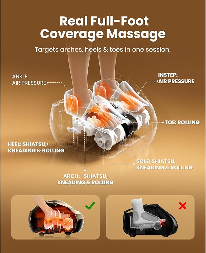 BOB AND BRAD Foot Massager Machine with Heat and Remote, Fits up to Men Size 14, FSA Electric Shiatsu Deep Kneading Foot Massager, Relieve for Plantar Fasciitis and Neuropathy Pain, HSA Eligible
