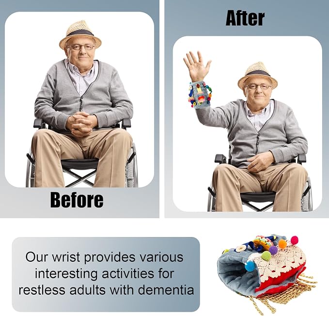Sensory Blanket for Adults with Dementia, Dementia Activities for Seniors, Alzheimer's Products, Sensory Board with Buttons & Textures, Anxiety Relief Gifts for Elderly
