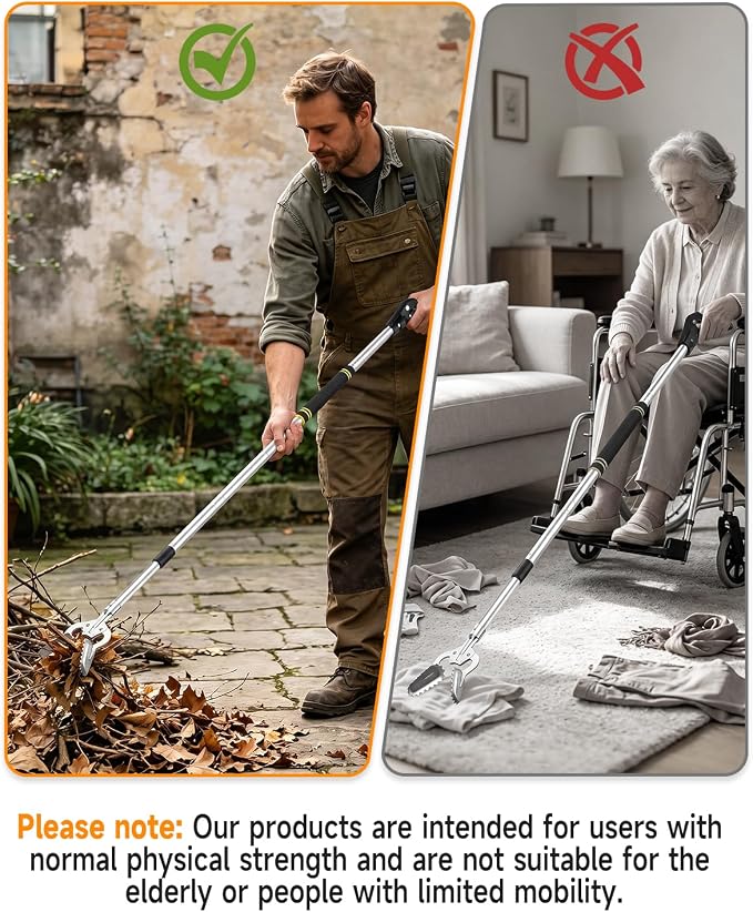 Grabber Reacher Tool，67-inch Extended-Length Foldable Aluminum Alloy Heavy-Duty Grabber Suitable for use as Barbecue firewood Tongs and Lawn cleanup Features a Wide-jaw Head and Nylon Handles
