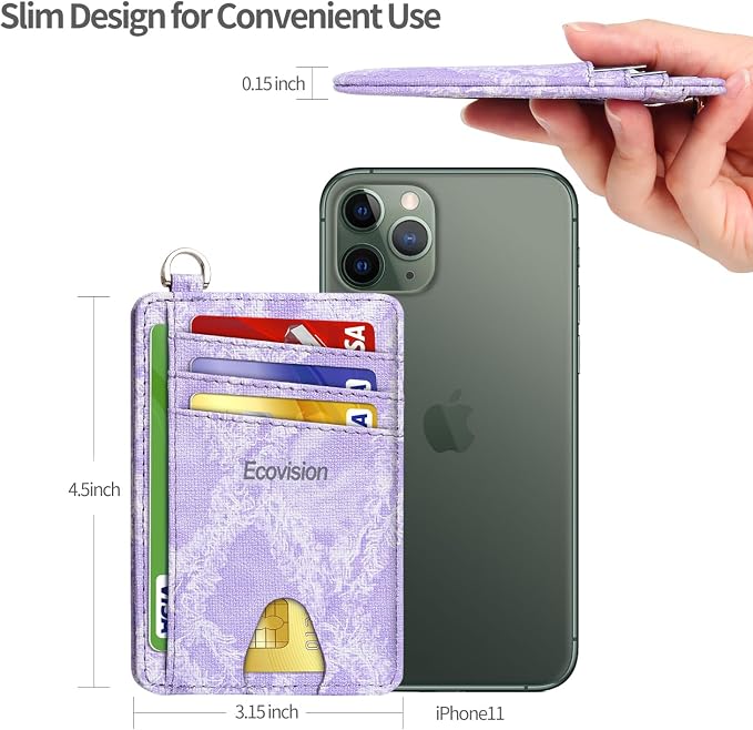 Slim Minimalist Front Pocket Wallet, RFID Blocking Credit Card Holder Wallet with Detachable D-Shackle for Men Women