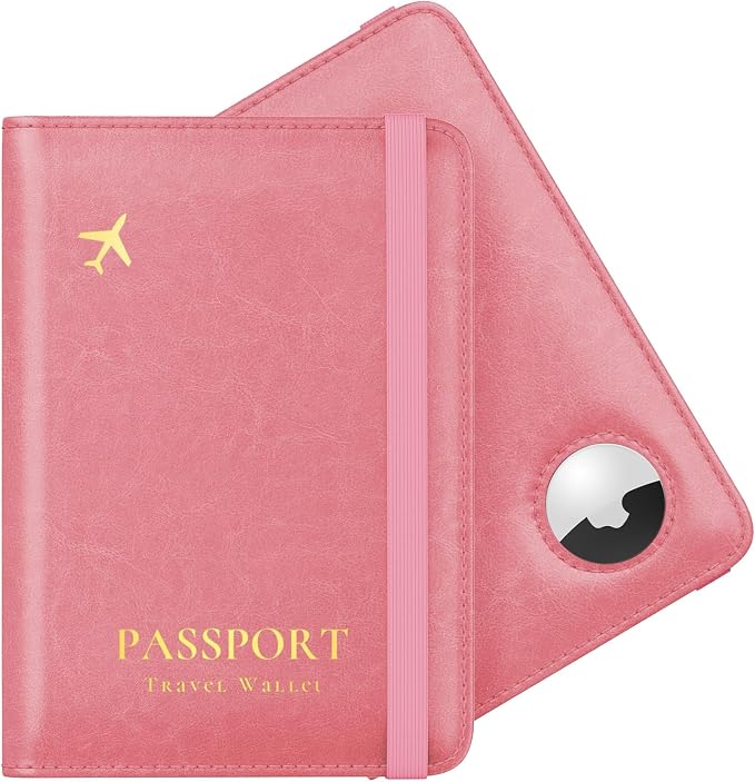 Stouchi AirTag Passport Holder – Slim RFID Travel Wallet | Ultra-slim, Waterproof PU Leather, 5 Card Slots, RFID Blocking, AirTag Slot – Perfect for US Passports