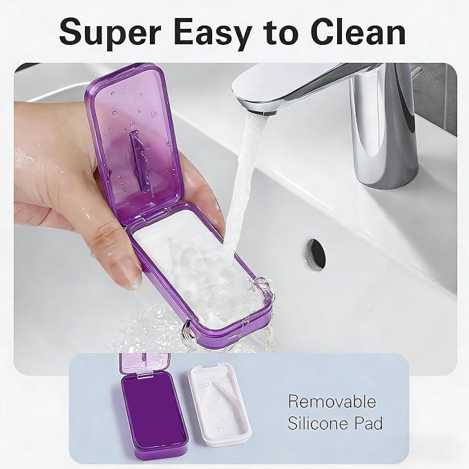 BUG HULL Pill Cutter with Removable Silicone Pad, Slim Pill Splitter, Pill Cutter Splitter for Small and Tiny Pills, Pill Cutters for Small or Large Pills Professional- Purple