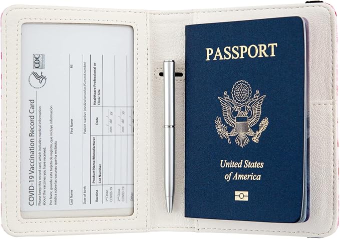 Pink Passport Holder,Cute Passport Cover,Travel Wallet with Credit Card Slots Rfid passport Wallet Waterproof Documents Organizer Women Men (Sunflower)