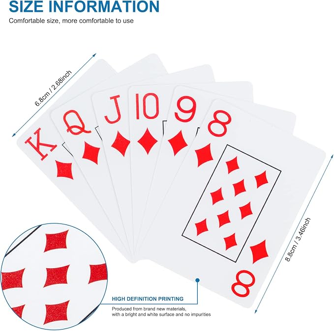 Plastic Playing Cards, 2 Packs Waterproof Poker Decks, Washable & Durable | 2 Packs, Plastic,Waterproof, large Pint，Poker Decks, Washable, Durable