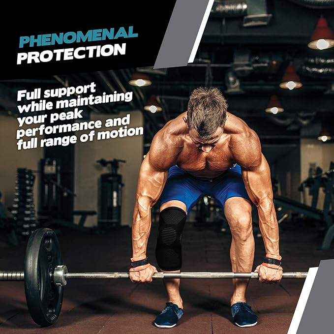 POWERLIX Adjustable Compression Knee Brace for Men & Women, Featuring Stabilizers & Patella Support, Optimal Recovery for Knee Pain, Medical Knee Sleeve for Arthritis, Weightlifting, Dance, Running
