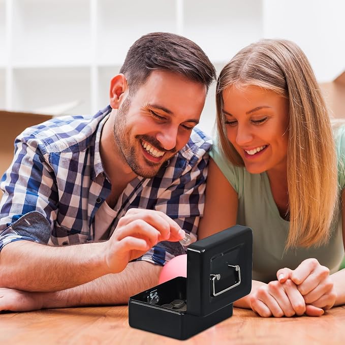 KYODOLED Small Cash Box with Removable Money Tray, Key Lock Metal Storage Box with 2 Keys & Portable Handle, Safe Cash Drawer, 5.91"x 4.72"x 3.15", Black
