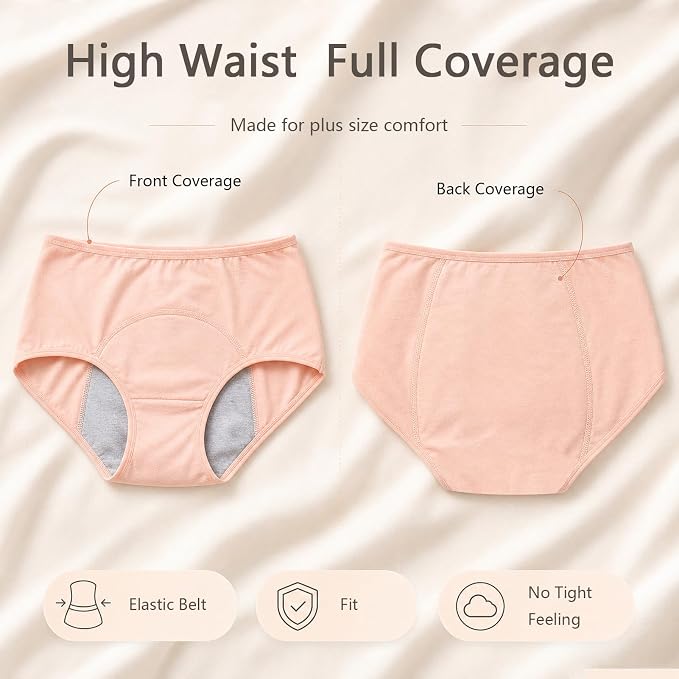 Incontinence Underwear for Women, Reusable Washable Protective Briefs,XS | Cotton, Plus Size, Overnight Panties, for Womens Adult Elderly, Multicolored, 6Pcs