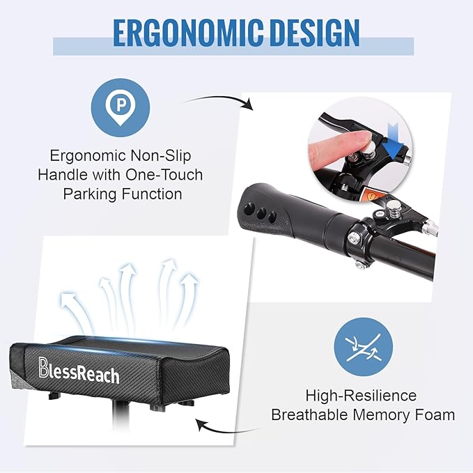 Steerable Knee Walker Deluxe Medical Scooter for Foot Injuries Compact Crutches, with Dual Rear on-Wheel Brake and Shock Absorption Under The Knee pad, Black