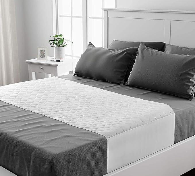Lynmark® Washable Bed Pads - Non-Slip Waterproof Mattress Protector Underpads with Extra Long Tucks - Ultra-Absorbent Oeko-Tex Certified Cotton Incontinence Pad for Bedwetting - Queen (36" x 60"),