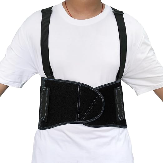 Zeluga 20-538 Industrial Work Back Brace, Back Support Belt with Suspenders, Lower Lumbar Support for Heavy Lifting, Removeable Straps, S/M