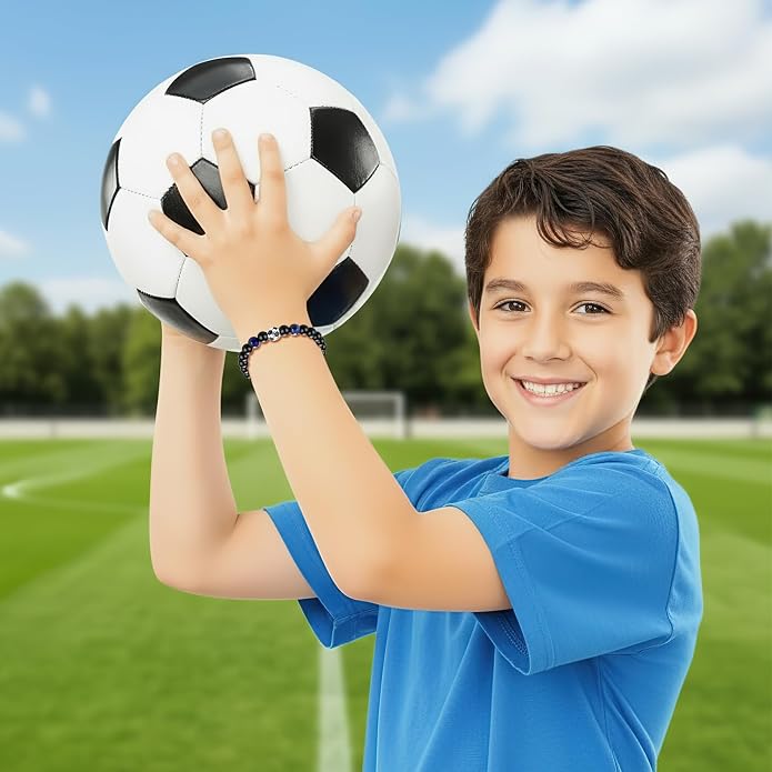 PEALICIOUS Soccer Gifts for Boys Sport Jewelry for Son and Dad | Golf Gifts for Golfers with Natural Stone, Hockey Baseball Bracelet for Boys, Men Soccer Golf Stuff for Team Hockey Bracelet