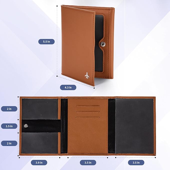 Pilot Wallet Passport Holder for Travel - RFID Blocking Genuine Leather Travel Document Holder with Gift Box Passport Wallet for Pilots Men and Women