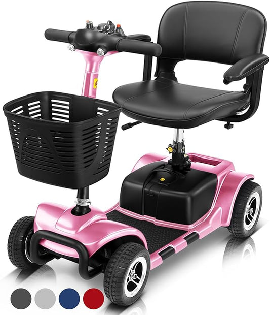 Vive 4 Wheel Mobility Scooter - Electric Powered Wheelchair Device - Compact Heavy Duty Mobile for Travel, Adults, Elderly - Long Range Power Extended Battery with Charger Included (Limited Edition)