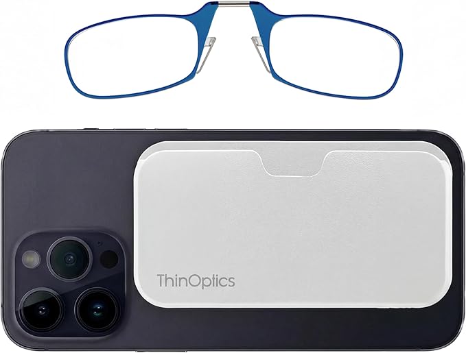 Always With You by ThinOptics Classic Reading Glasses + Case that Sticks to Your Phone - Ultra-Thin Armless Pocket Readers