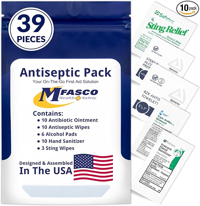 First Aid Kit Supplies Pack Topical Products for Wounds | Wound Cleansing & Treatment | 39 Piece | MFASCO
