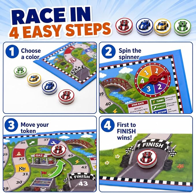 Magnetic Car Race Game for Kids 3-8 - Perfect Travel Toy for Toddlers - Fun Road Trip & Airplane Activity - Camping Game Essentials for Kid