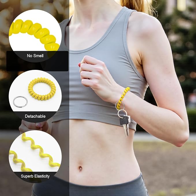 Spiral Coil Keychain, Anti-lost Key Chain Holder Lanyard Cord for Sauna Outdoor Sports and Gym Pool