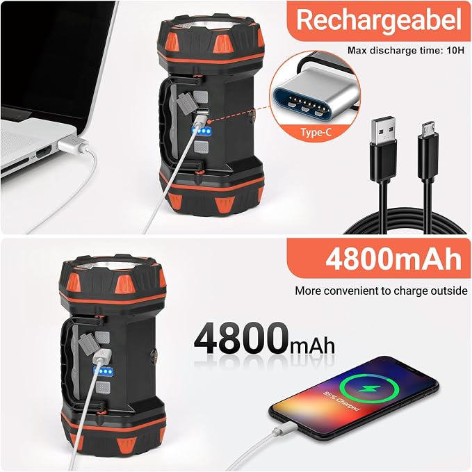 Led Camping Lantern Rechargeable, Camping Lights 1500lm, 8 Light Modes, Emergency Flashlights For Emergencies, Portable Light 12h Standby, Battery Powered Lantern For Power Outages, Hurricane, Hiking.