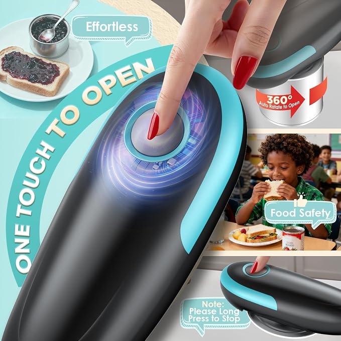 Electric Can Opener, One Touch Hands Free Automatic Can Opener for Weak Hands & Seniors with Arthritis, Food Safe and Smooth Edge Battery Operated Can Openers for Kitchen Fits All Cans Kitchen Gadget