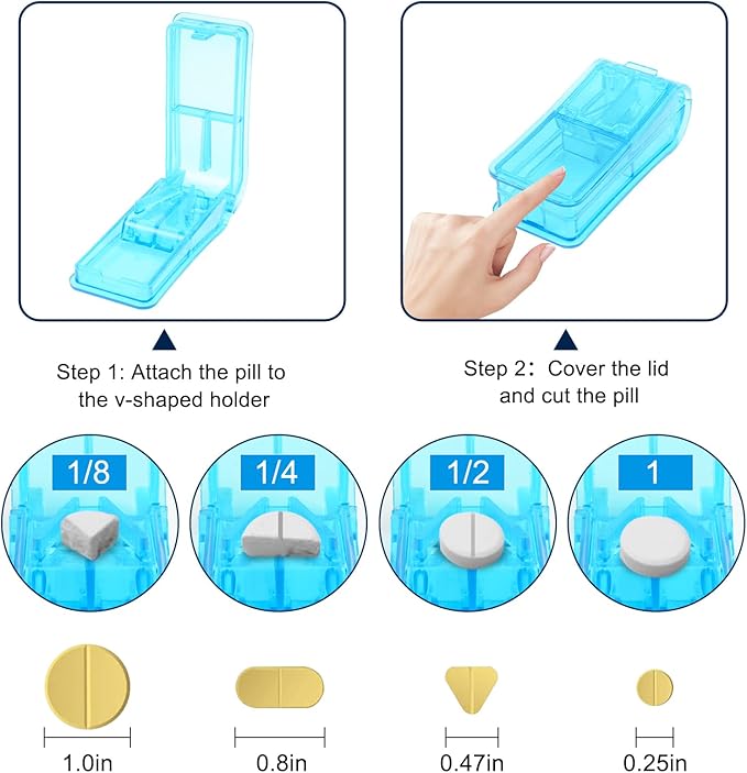 Monthly Medicine Pill Organizer 2 Times a Day, Travel Pill Box with Labels and Pill Cutter, Medication Organizer with 31-Day Compartments, Portable Vitamin Holder Storage Case with Hard Shell