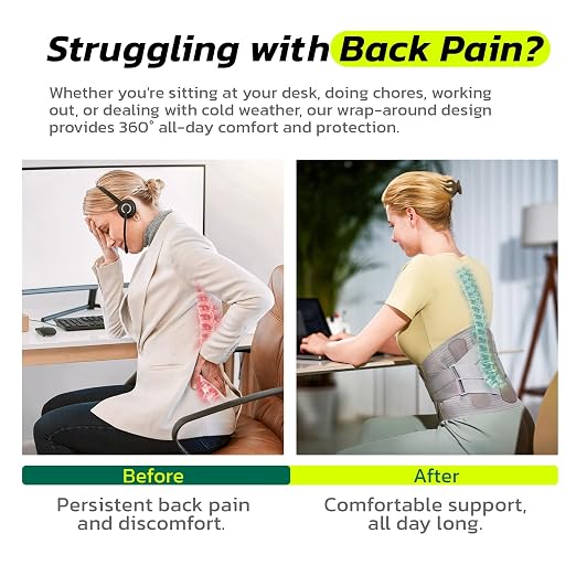 aoFIT Back Brace for Men Lower Back Pain Women Relief with 360-Degree Biochemical Hug Support without Suspenders Back Support Belt Soft Breathable Fabric Lumbar Support for Herniated Disc Sciatica S