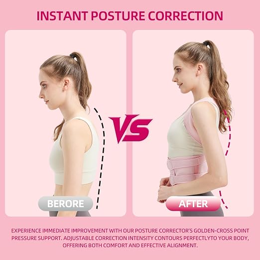 Posture Corrector for Women and Men, Back Straightener Posture Brace for Pain Relief, Back Belt Support with Adjustable Shoulder Straps and Height for Scoliosis Hunchback