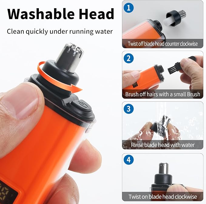 Electric Nose Hair Trimmer for Men Women, Rechargeable Mini Travel Trimmer for Nose and Ear Hair Clippers Portable Trimming with LED Display, Father’s Day Gift