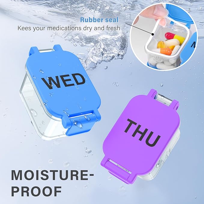 Yaklim 2-Pack Large Waterproof 7-Day Pill Organizer - Extra Large AM/PM Pill Boxes for Vitamins, Fish Oils & Supplements, Portable Daily Medication Dispenser with 14 Compartments