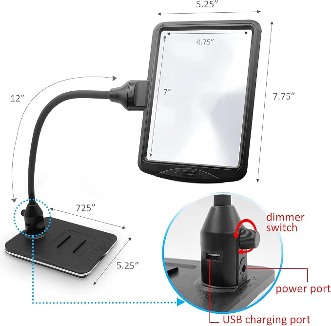4X Gooseneck Magnifying Lamp Lighted with 28 SMD LEDs, Table Desktop Standing Hobby Tool Magnifier Hands-Free with Clamp for Sewing, Crafts, Close Work, etc.