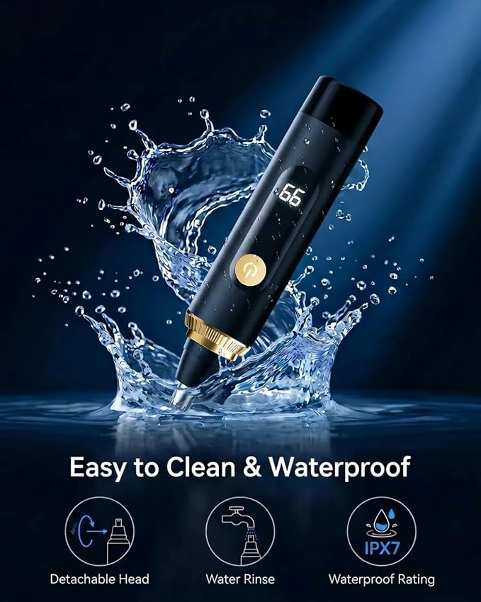 Nose Hair Trimmer for Men and Women,2026 Professional Painless IPX7 Waterproof Eyebrow & Facial Hair Trimmer,USB Rechargeable with LED Display Dual-Edge Blades,Black